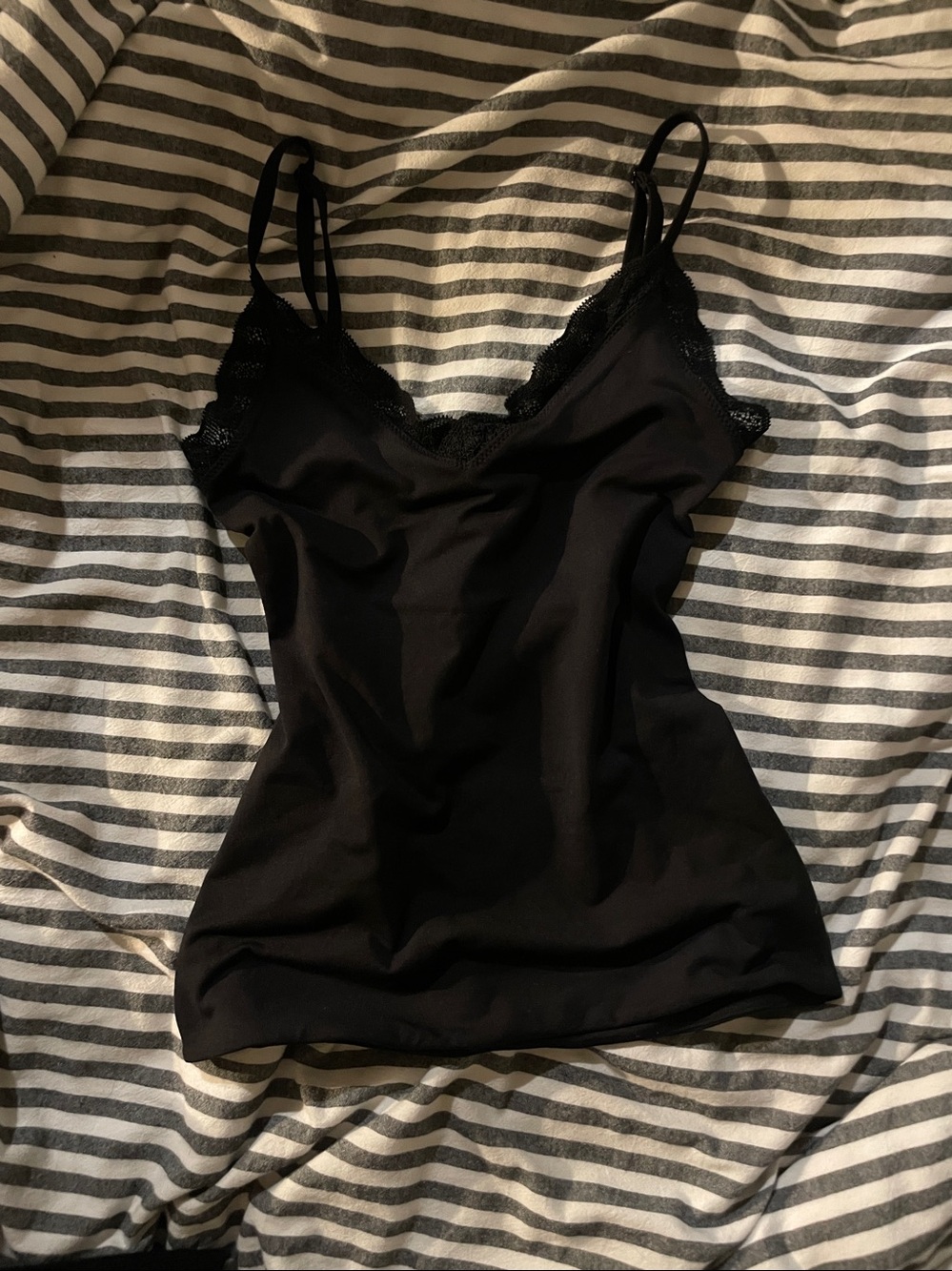 Aritzia Contour Black Lace-Trim Camisole Tank Top